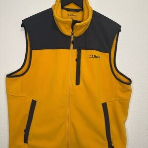 L.L. Bean Women’s Gray and Yellow Fleece Vest - Size Medium